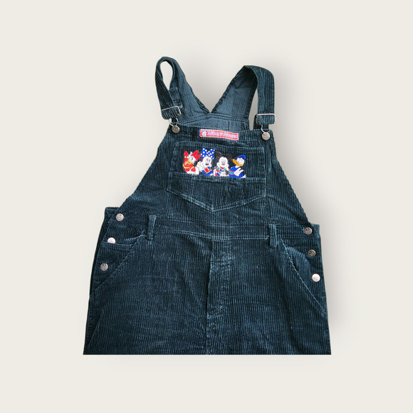 Mickey Mouse Overalls Jrs. Sz L Hunter Green Corduroy Signature Series VTG - Picture 5 of 10
